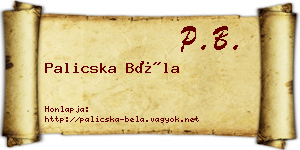 Palicska Béla névjegykártya