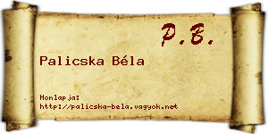 Palicska Béla névjegykártya